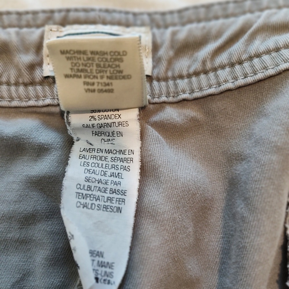LL Bean Womens Cargo Pants 20T Tan Khaki Cotton Stretch Straight Leg 271460 - Picture 4 of 4